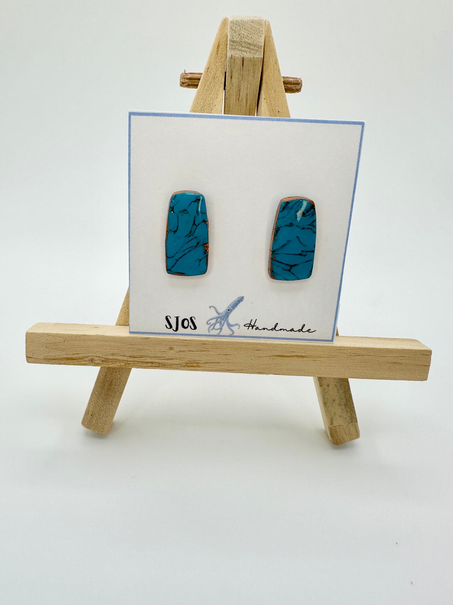 Turquoise Long Rectangle Stud