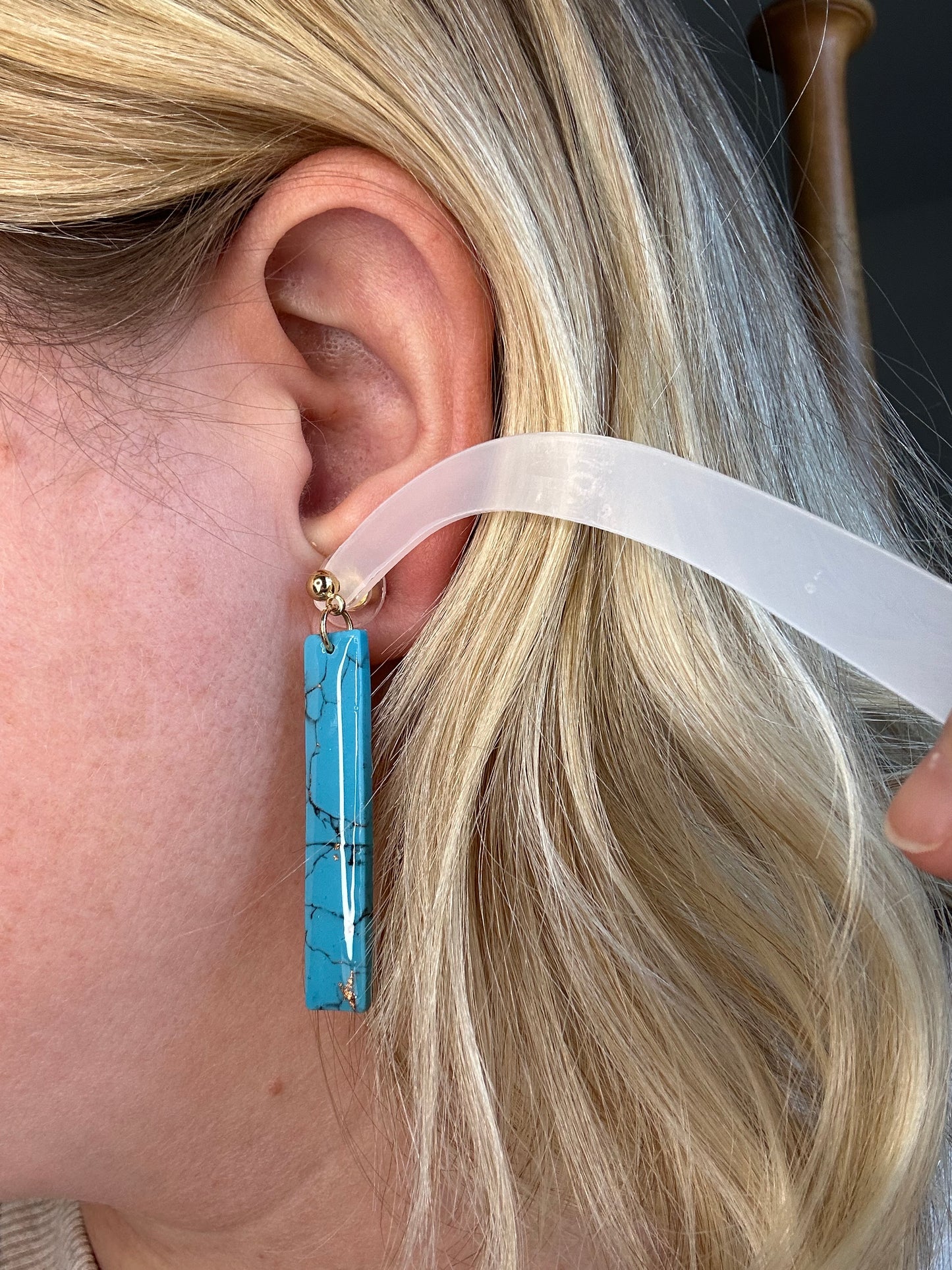 Turquoise Skinny Rectangle Dangle