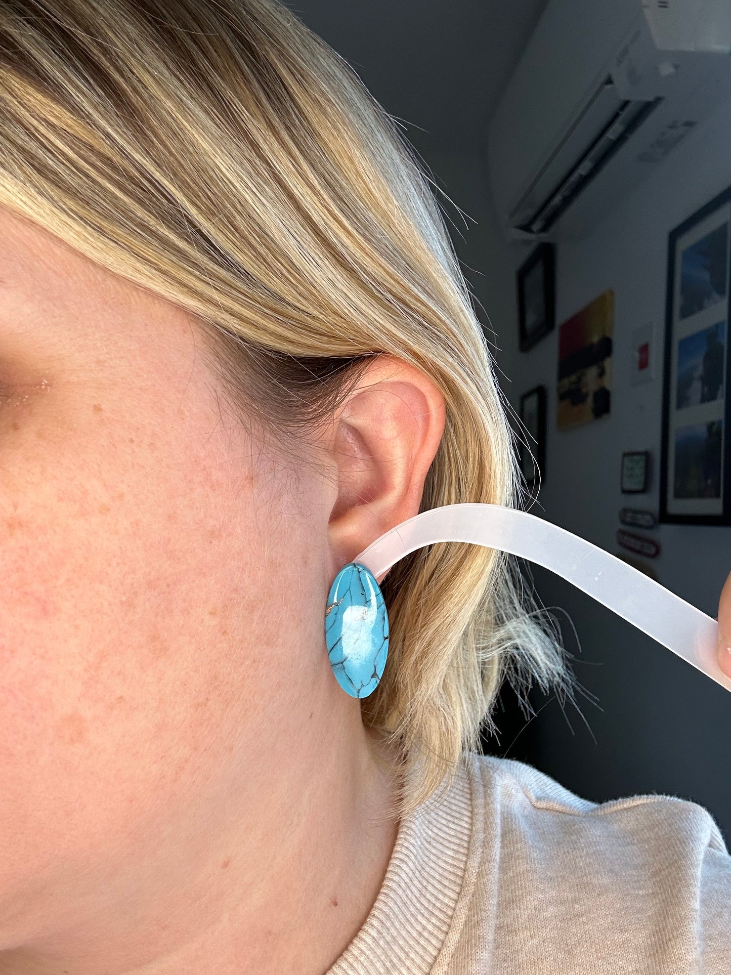 Turquoise Large Oval Stud