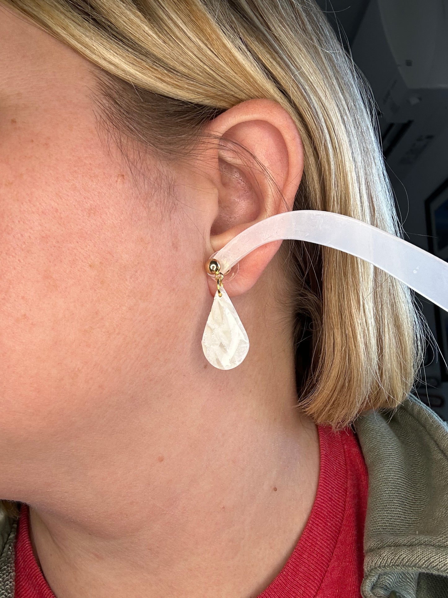 White Marble Teardrop Dangle