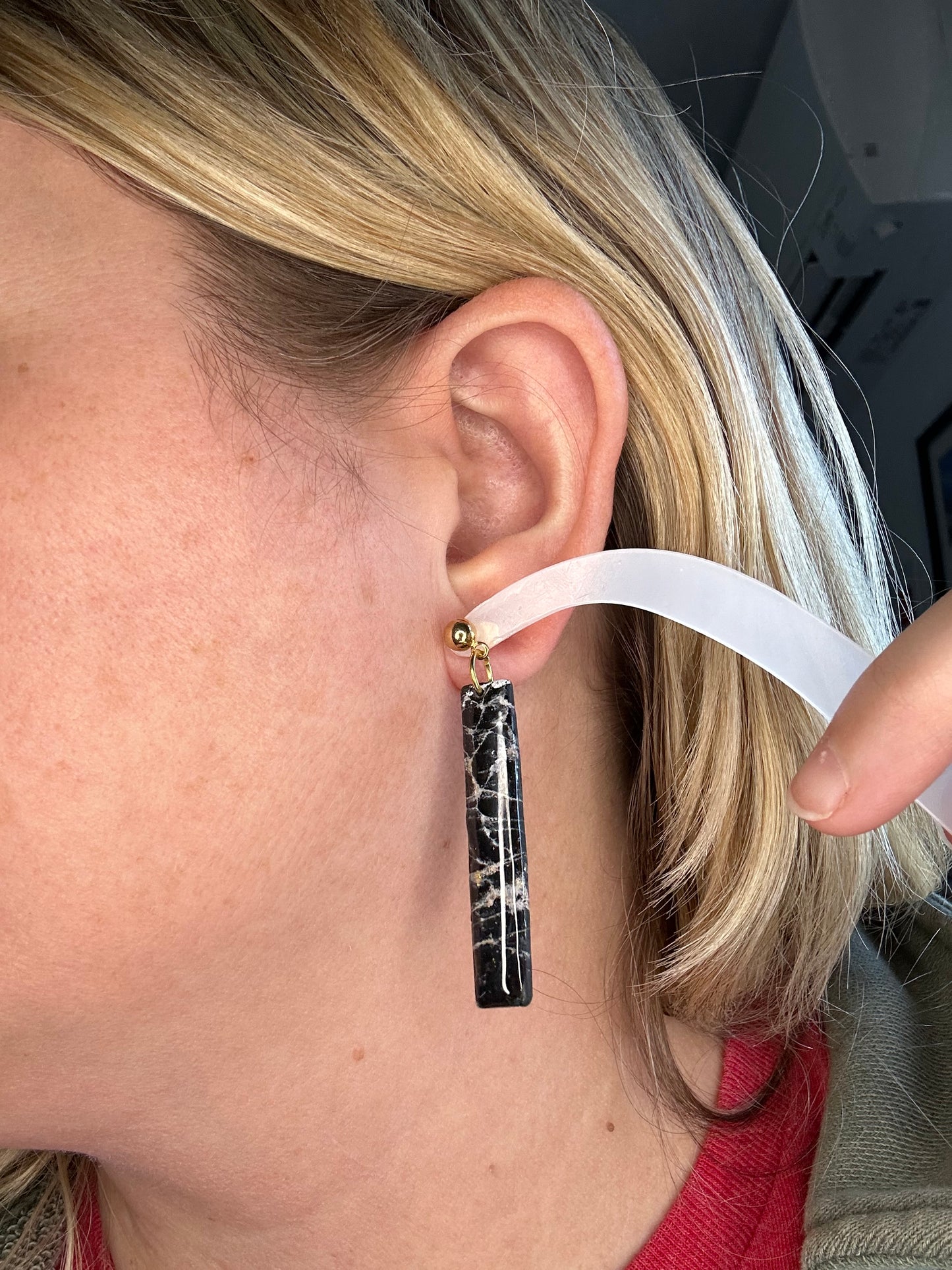 Marbled Skinny Rectangle Dangle