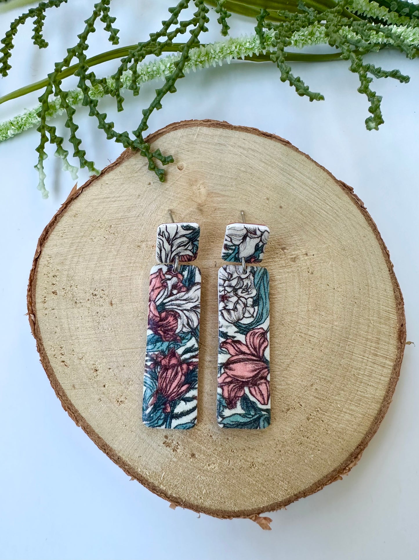 Floral Rectangle Dangle