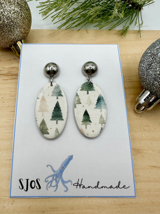 Christmas Tree Oval Dangle
