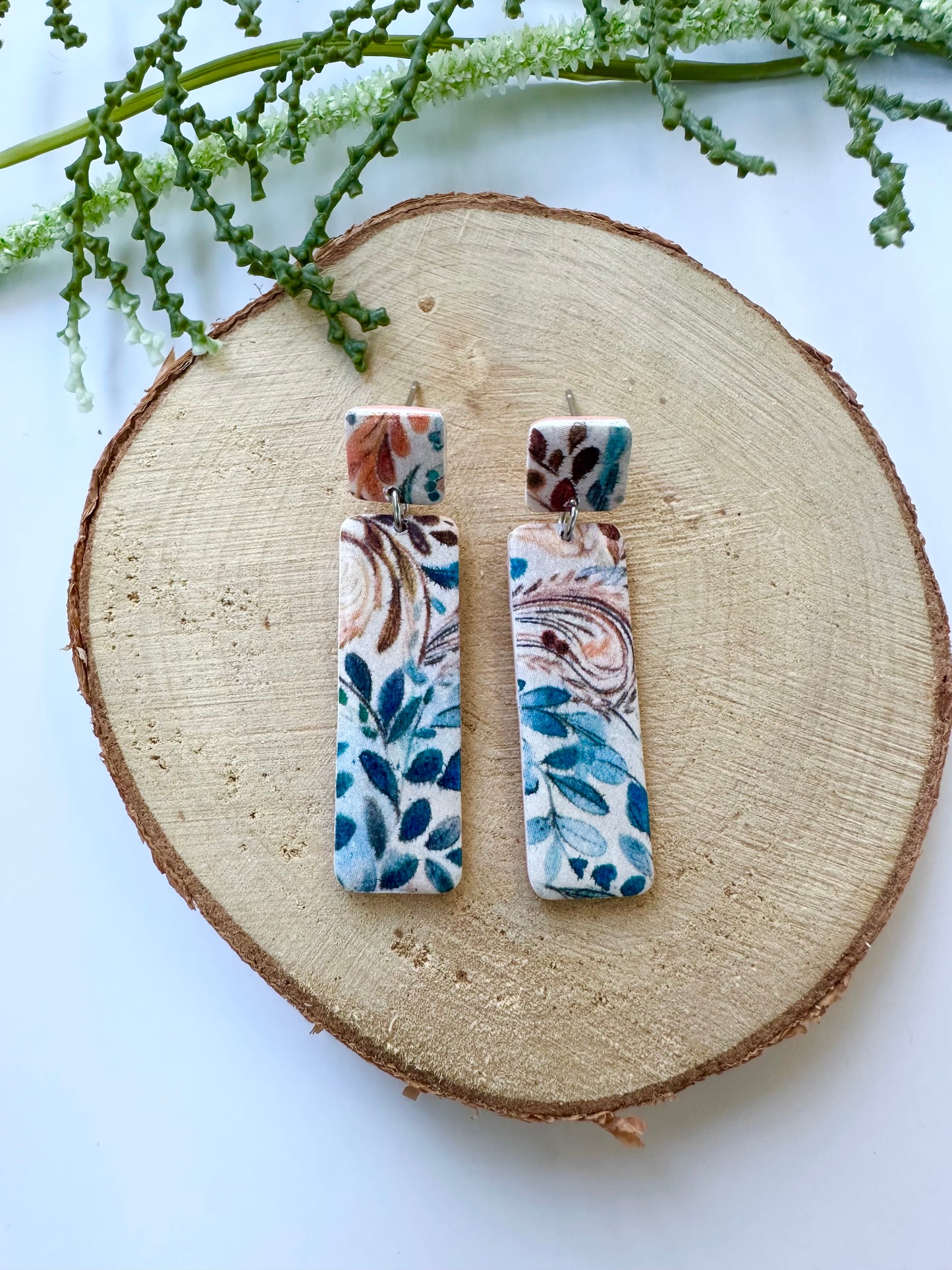 Floral Rectangle Dangle