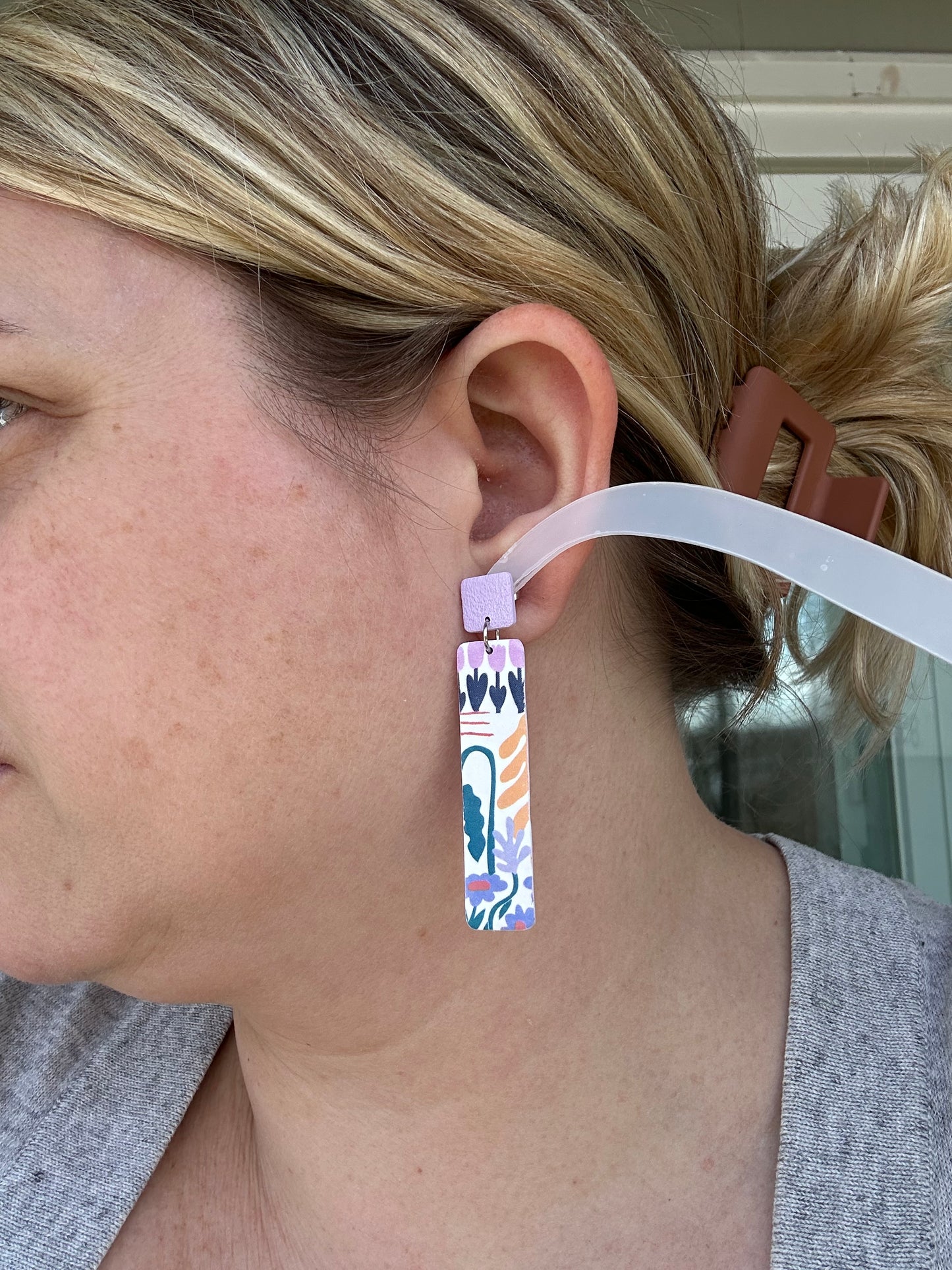 Floral rectangle dangle