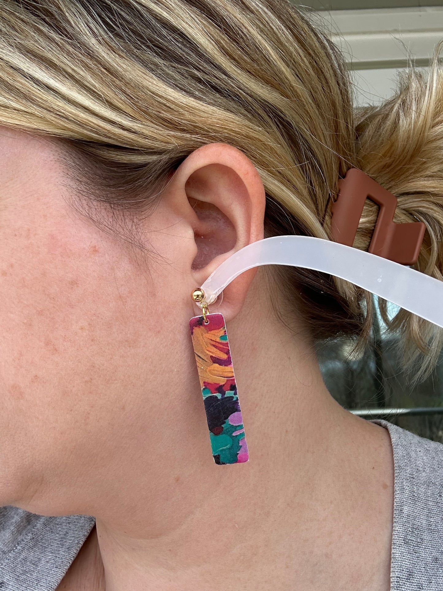 Floral rectangle dangle