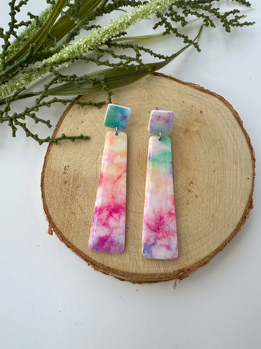 Tie Dye Trapezoid Dangle