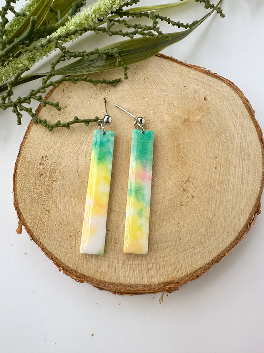 Tie Dye Skinny Rectangle Dangle