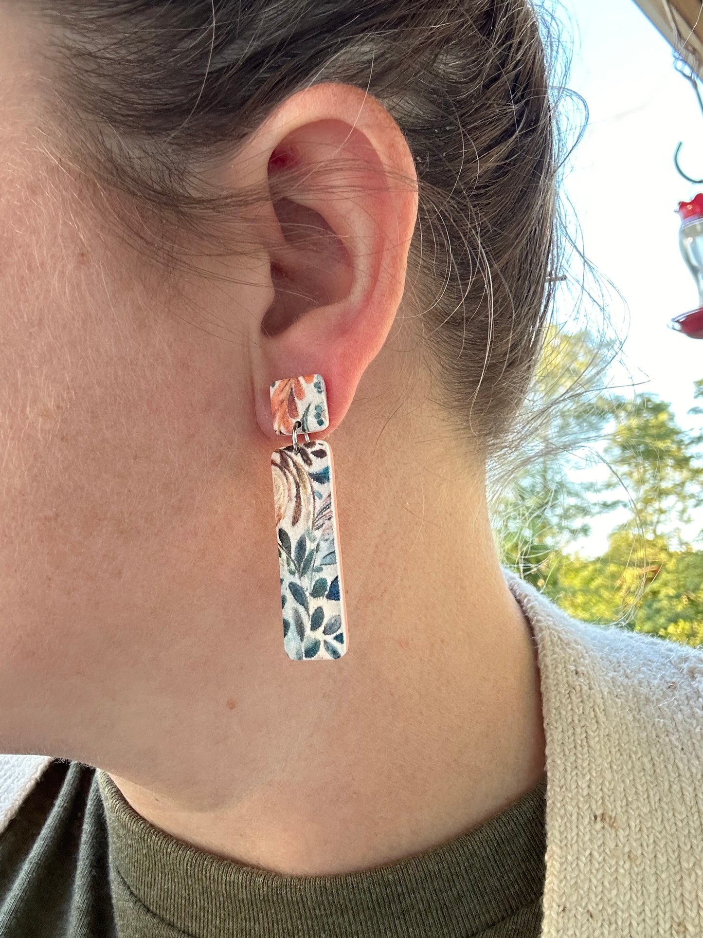 Floral Rectangle Dangle